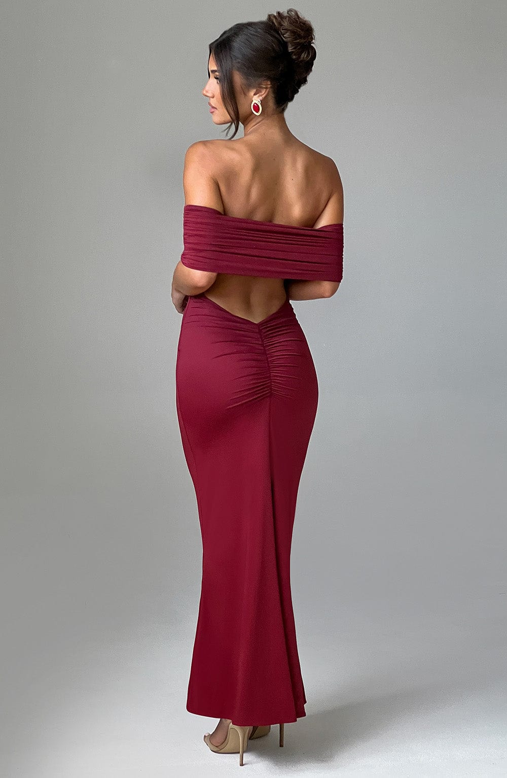 Burgundy maxi dress fashion uk