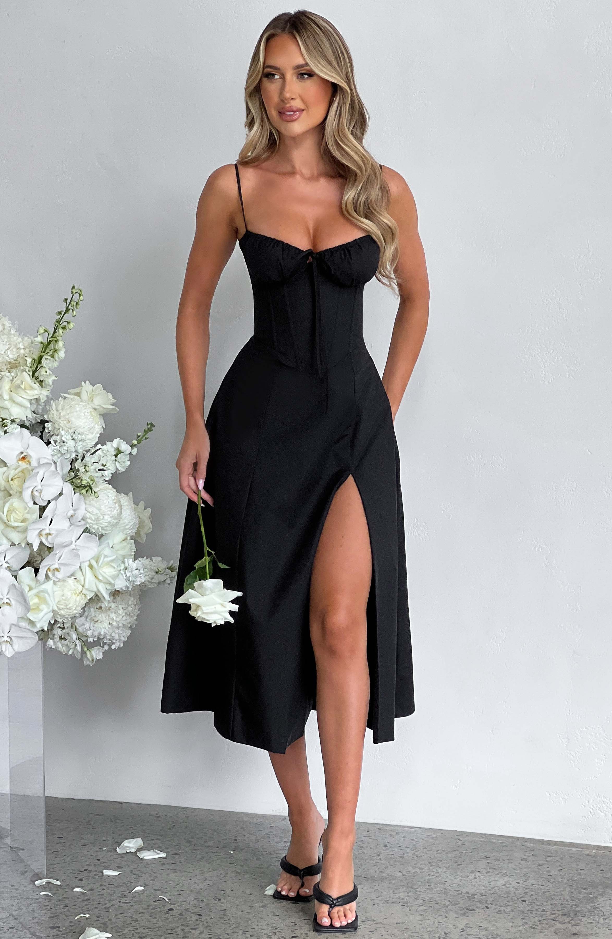 Deanna Midi Dress - Black - L Deanna Midi Dress - Black - L