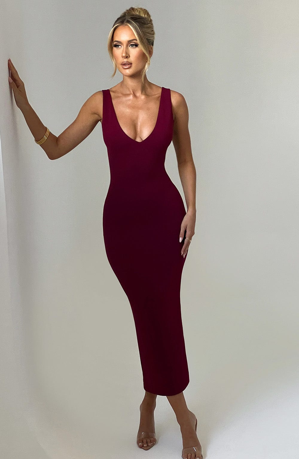Lucinda Midi Dress - Burgundy - XXL