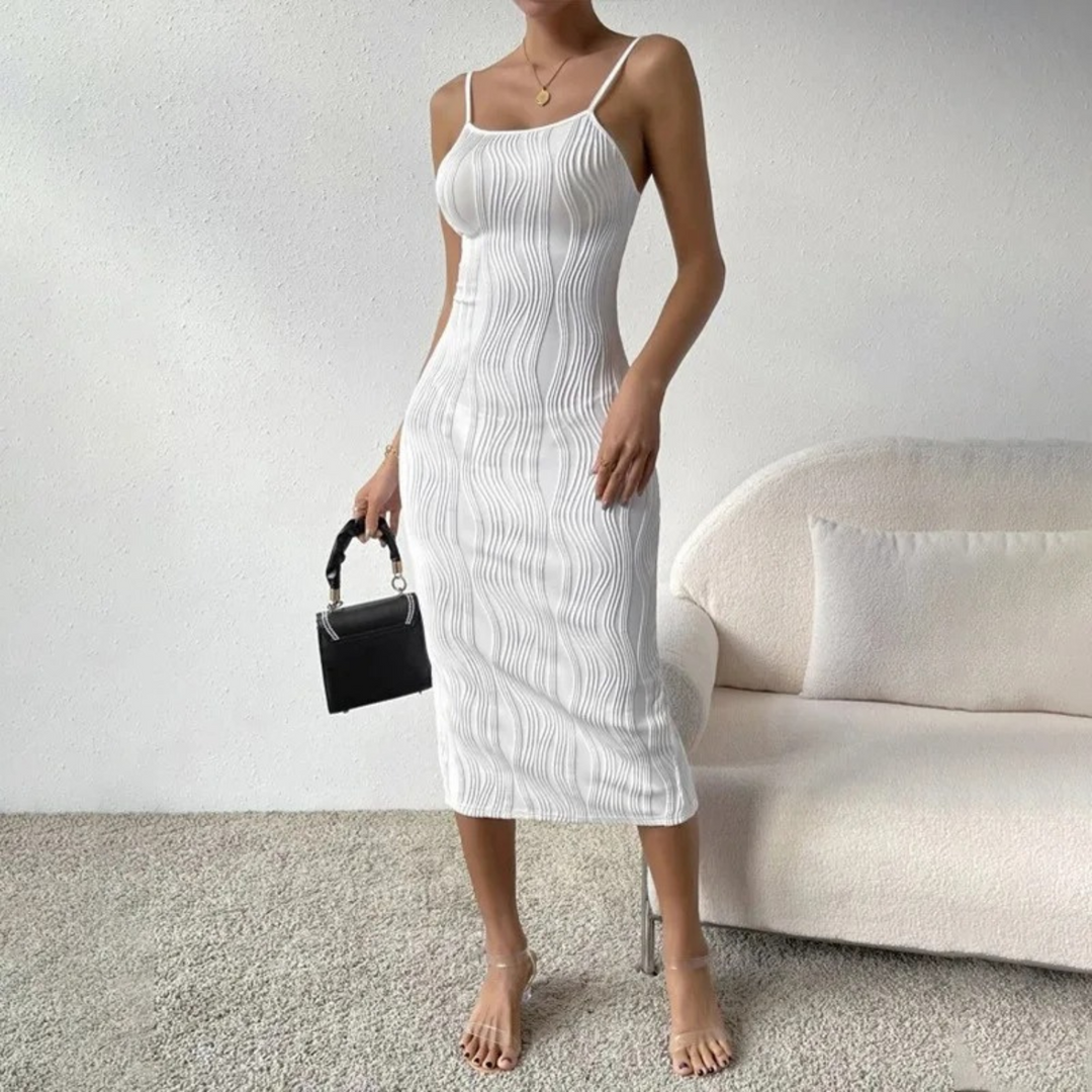 MODA Wit gestreepte comfortabele ademende Zomerjurk