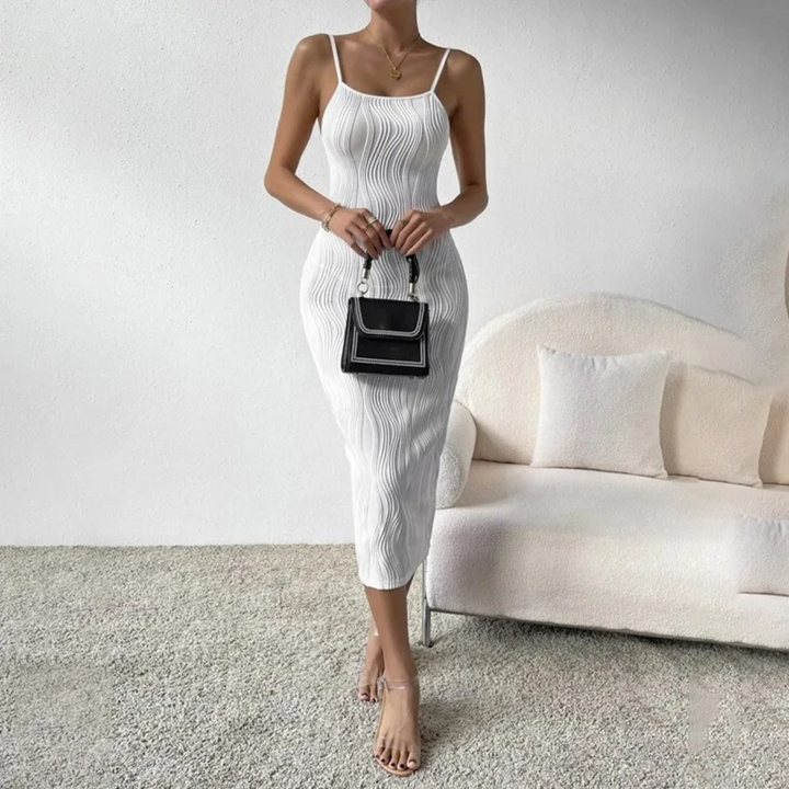 MODA Wit gestreepte comfortabele ademende Zomerjurk