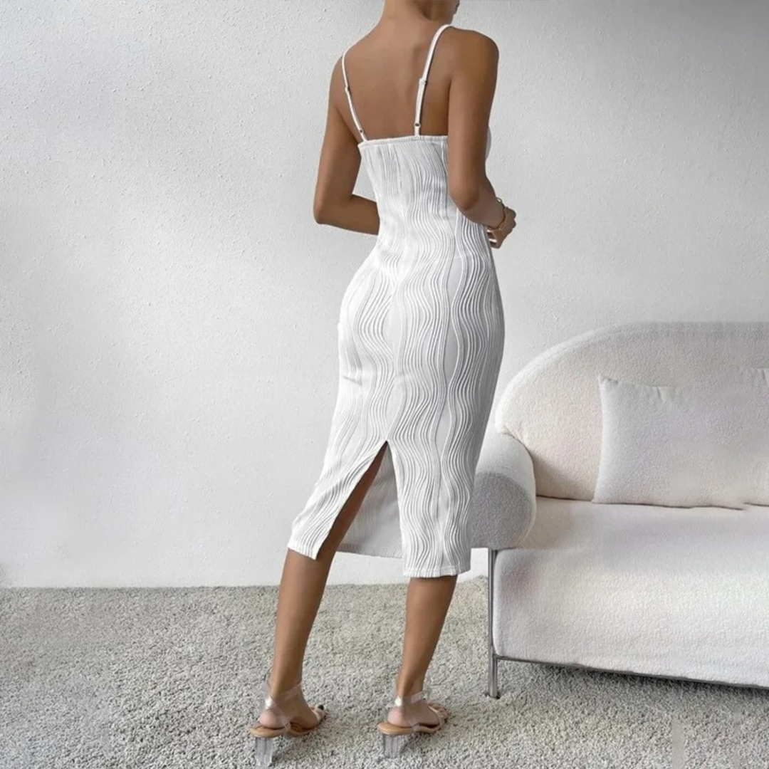 MODA Wit gestreepte comfortabele ademende Zomerjurk