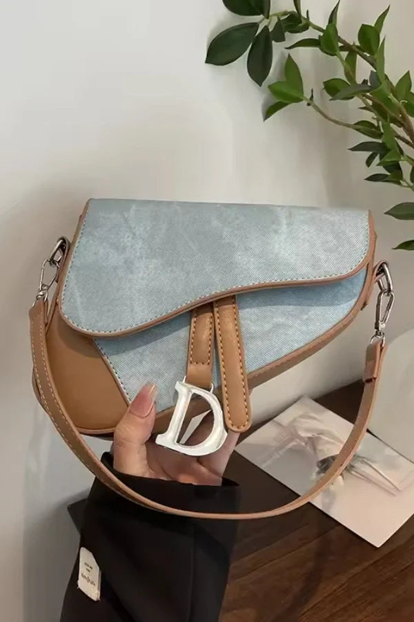 Denim Pattern Saddle Bag