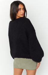 Bad Habits Black Knit Cardigan