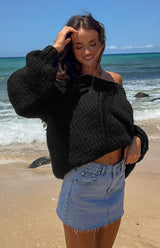 Delvey Black Chunky Knit Sweater