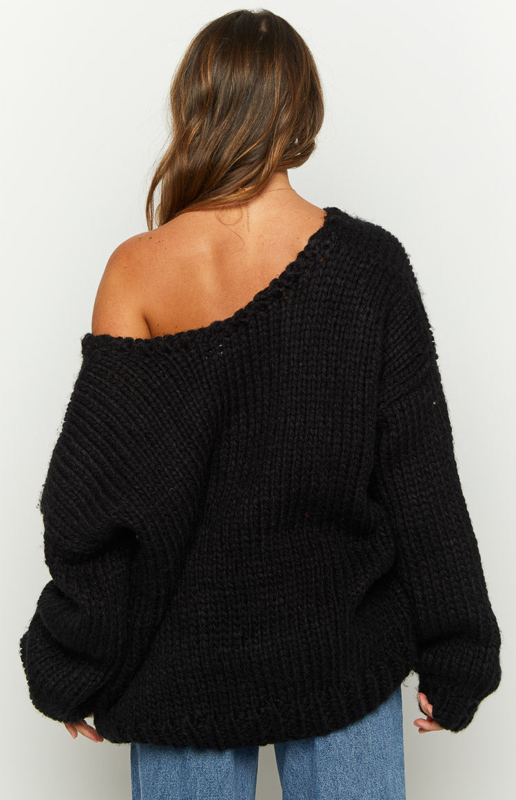 Delvey Black Chunky Knit Sweater