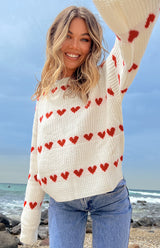 Lovey Red Heart Stripe Jumper