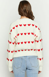 Lovey Red Heart Stripe Jumper