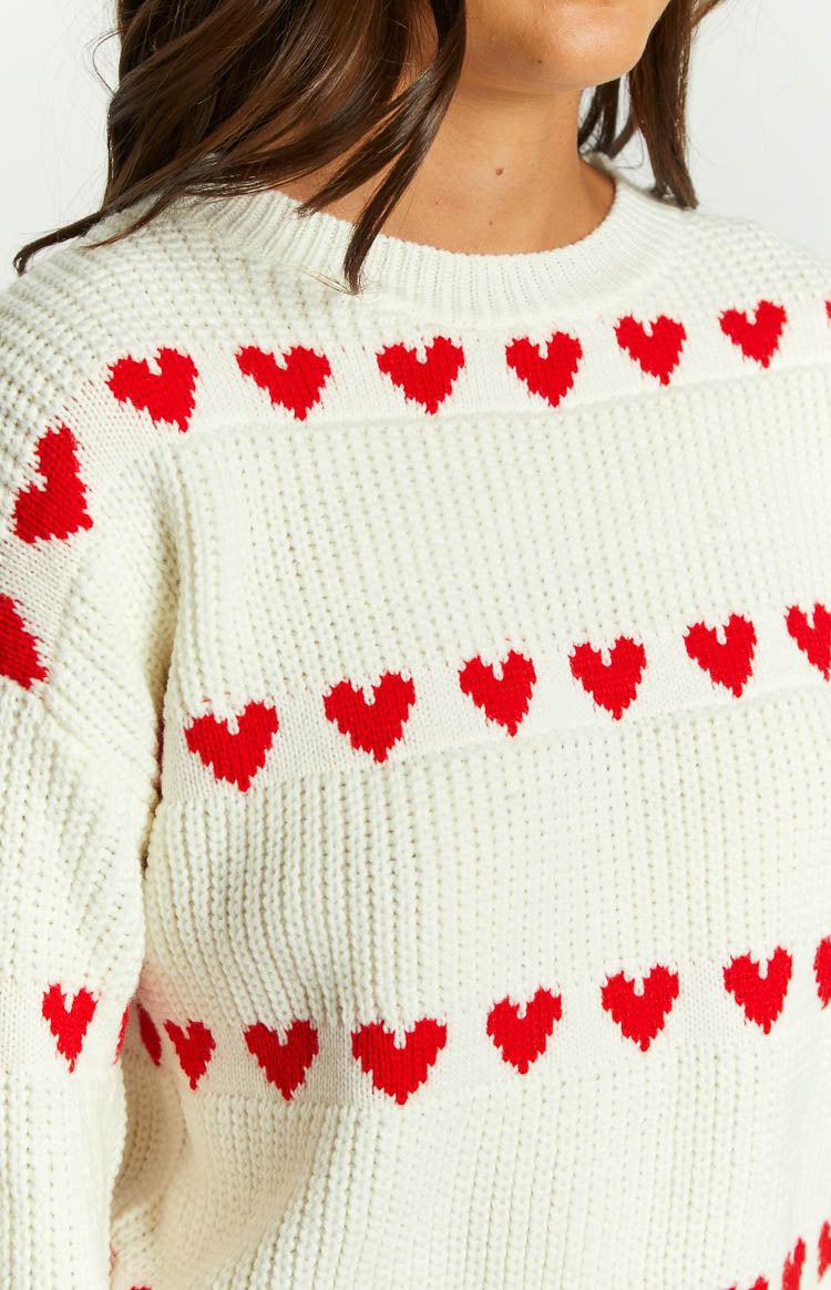 Lovey Red Heart Stripe Jumper – NEVALA - Main Image