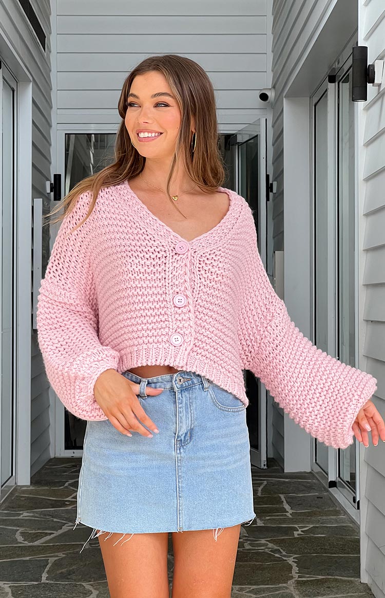 Jen Light Pink Knit Cardigan