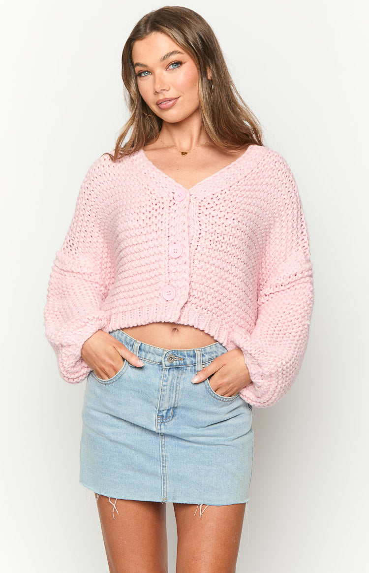 Jen Light Pink Knit Cardigan