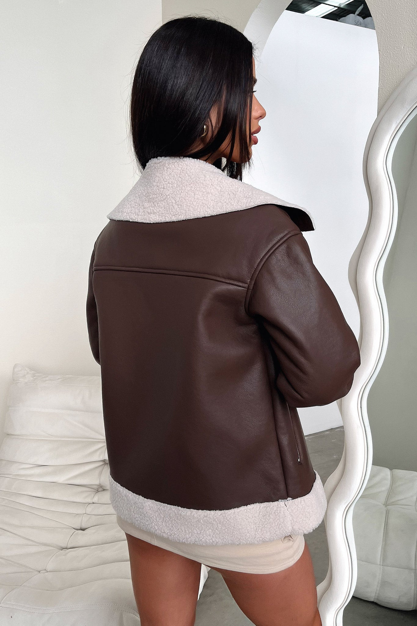 Kobie Faux Leather Jacket - Brown