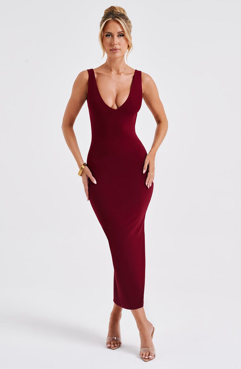 Lucinda Midi Dress - Burgundy