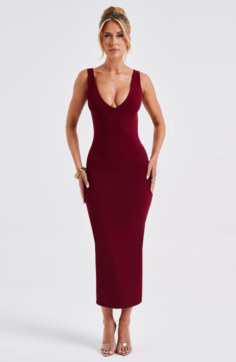 Lucinda Midi Dress - Burgundy