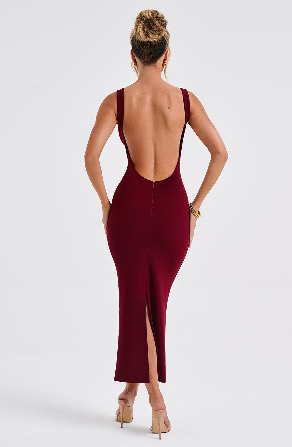 sachin and babi light blue dress Pull&Bear Sculpt Polyamide Backless Maxi Dress in Black