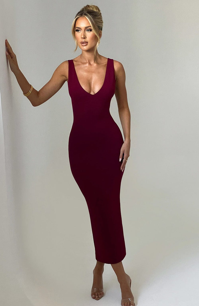 Lucinda Midi Dress Burgundy NEVALA