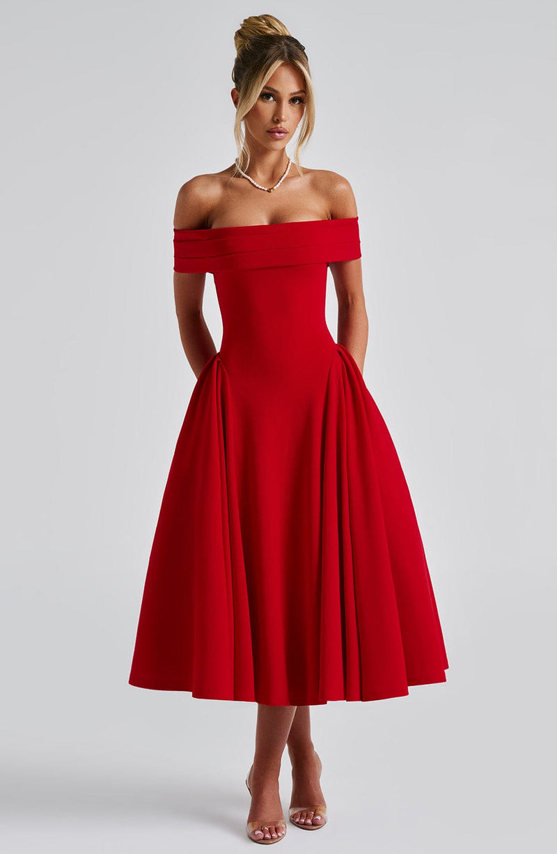 Miranda Midi Dress - Red