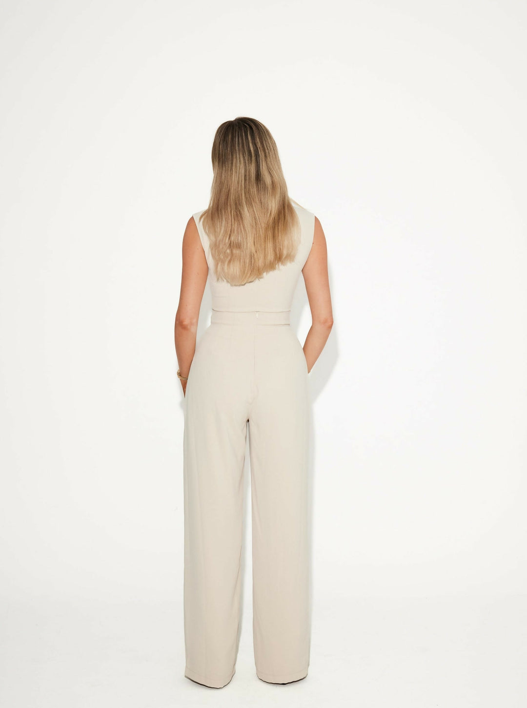 Odd Muse Ultimate Wide Leg Trouser & Top Set Oat Size XXS
