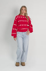 Lovey White Heart Stripe Jumper