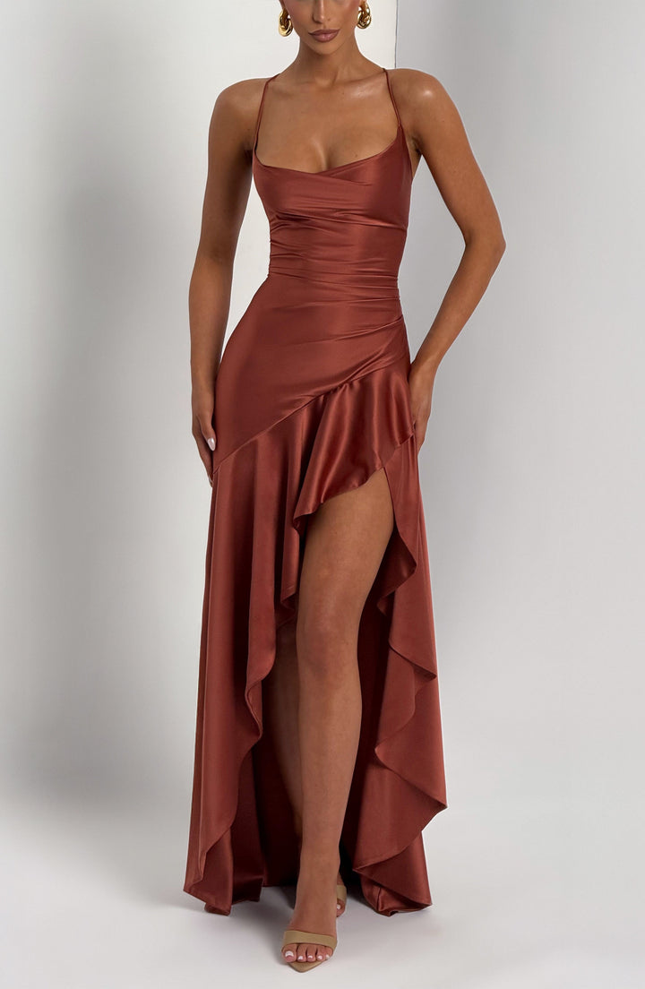 knot a maxi dress Solid Asymmetrical Knot Maxi Dress – missodd.com